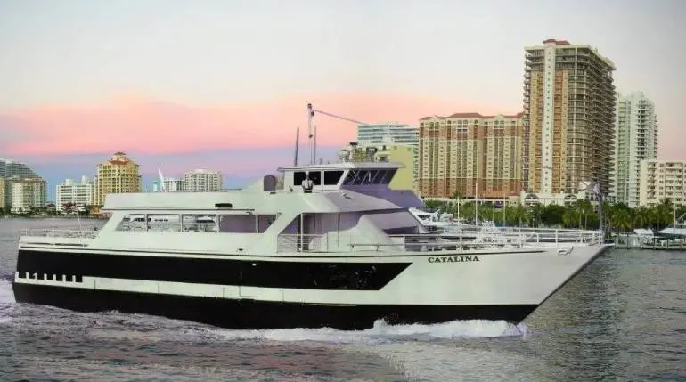 Experience the ultimate in luxury and style aboard the M/Y Catalina with Sun Dream Yacht Charters in Fort Lauderdale, where the stunning skyline and serene waters set the perfect backdrop for an unforgettable cruise.