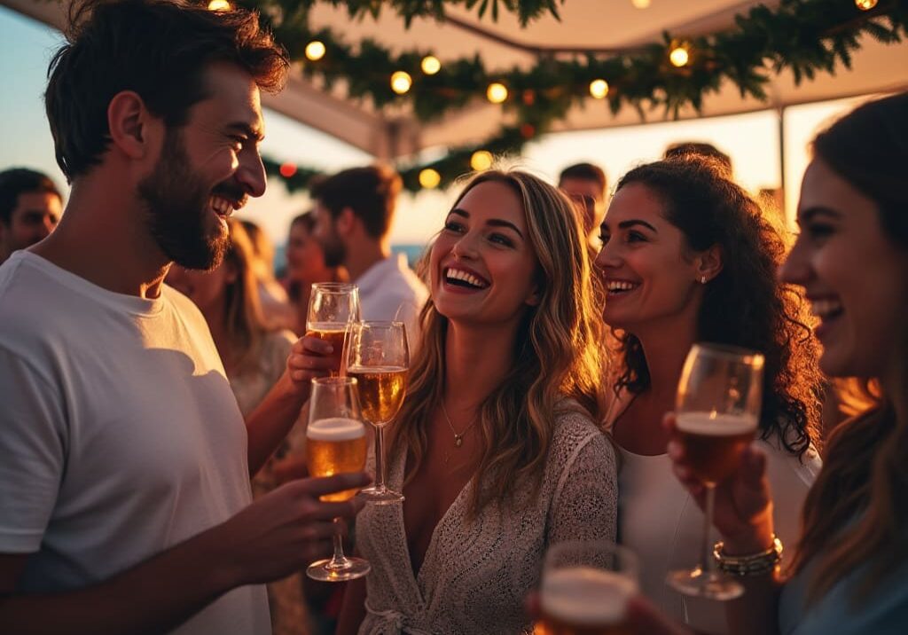 A group of people that are drinking some beer